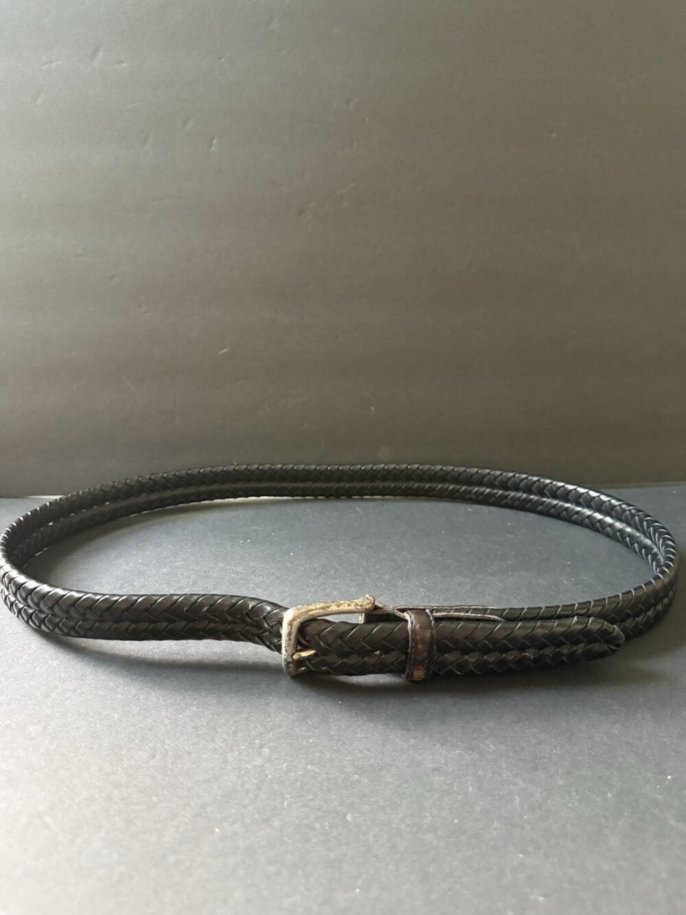 Mens Fossil Size 40 Leather Braided Woven Black Dress Belt Office Career City